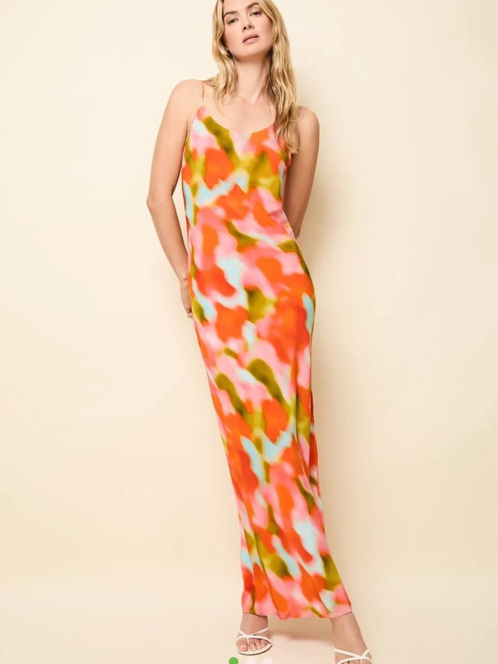 SOLID & STRIPED Pink, Orange & Green Abstract Slip Maxi Skirt